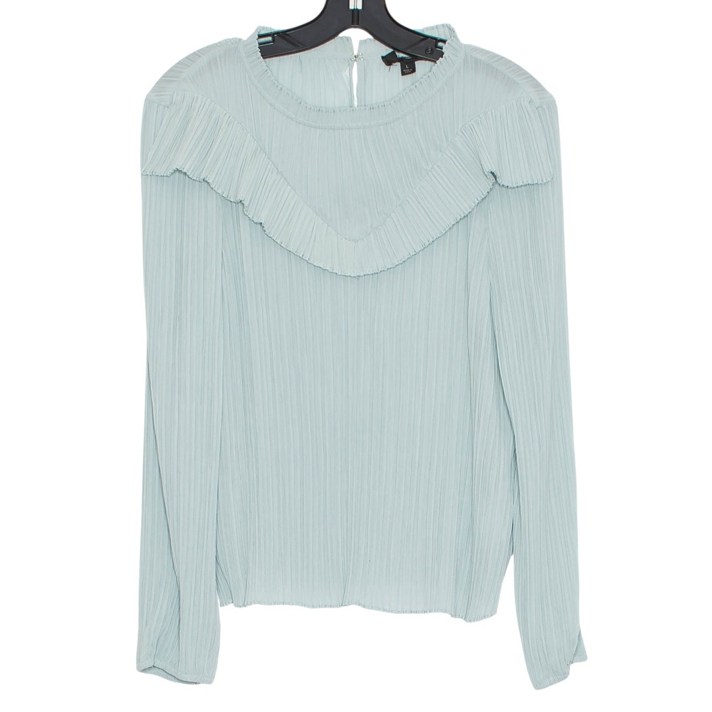 J Crew Top Crinkle Chiffon Ruffle Cottage Minimalist Romantic Dusty Shale Large